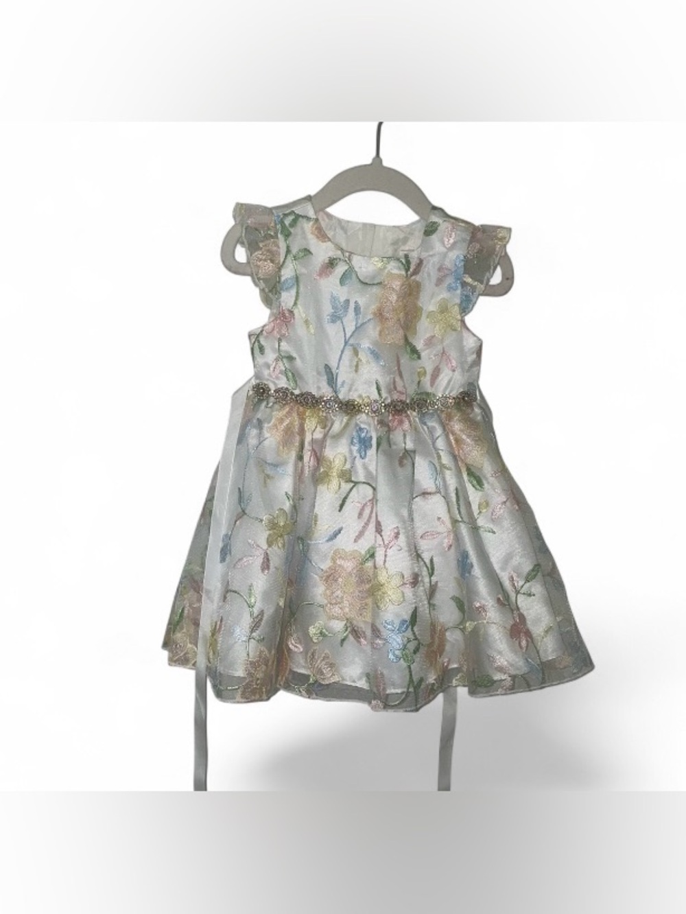Rare Editions Toddler floral embroidered white special occasion dress 2T/2 New